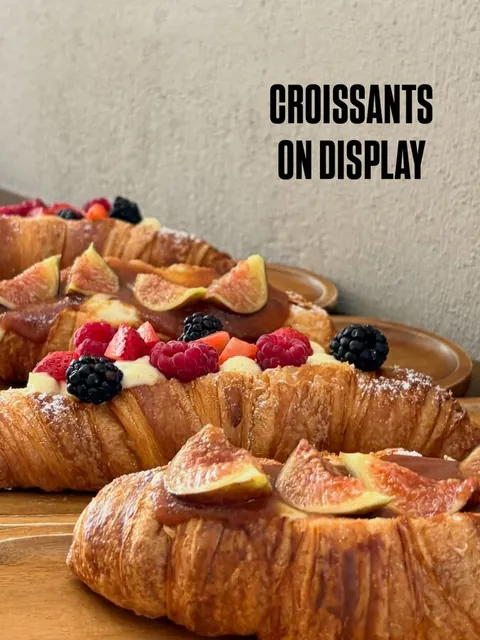 new croissants on display! enjoy the fruits of the season alongside our vanilla cream(••)